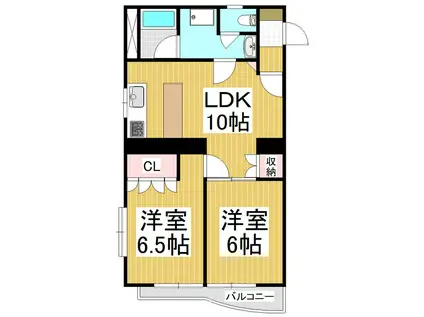 WINDY ONE AOKI(2LDK/2階)の間取り写真