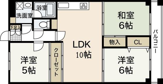 パールマンション東観音(3LDK/3階)の間取り写真