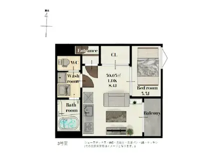 REGALEST薬師堂駅(1LDK/1階)の間取り写真