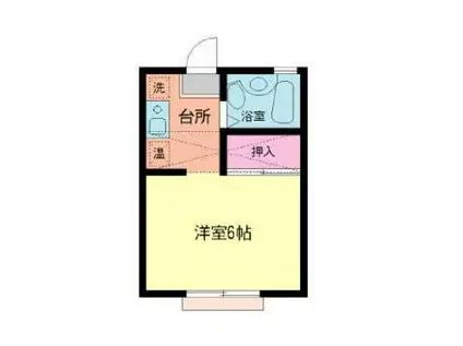 ロッキーハウス(1K/1階)の間取り写真