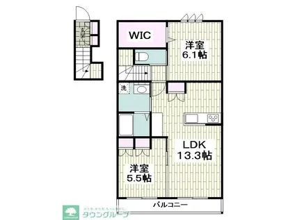 グリーンコート(2LDK/2階)の間取り写真