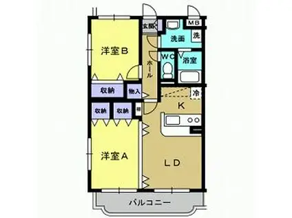 ユーミーつるた5(2LDK/2階)の間取り写真