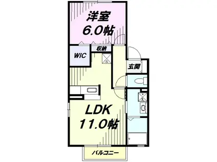 カルモタウンA棟(1LDK/1階)の間取り写真