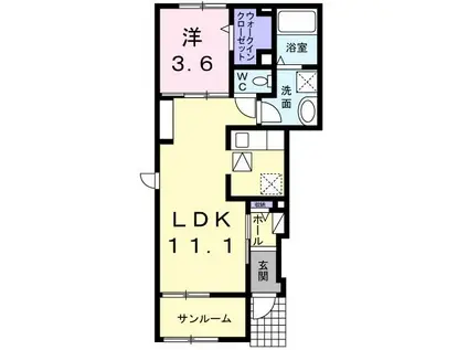 M・FLOWER I(1LDK/1階)の間取り写真