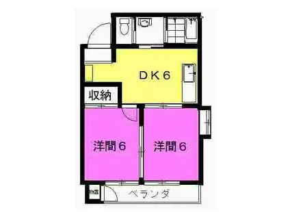 オラシオン登呂田(2DK/3階)の間取り写真