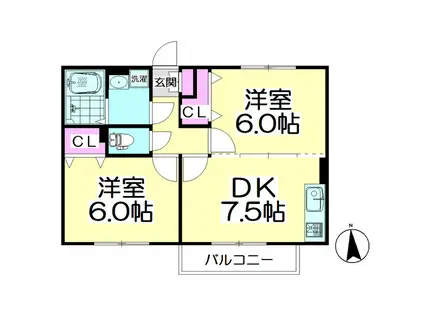 メゾン プリメーロ(2DK/2階)の間取り写真