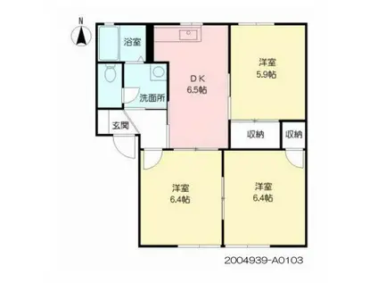 ディアス三川 A(3DK/1階)の間取り写真