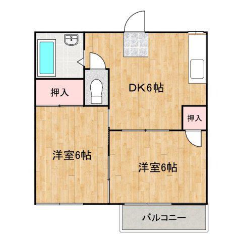 エステート春日B(2DK/1階)の間取り写真