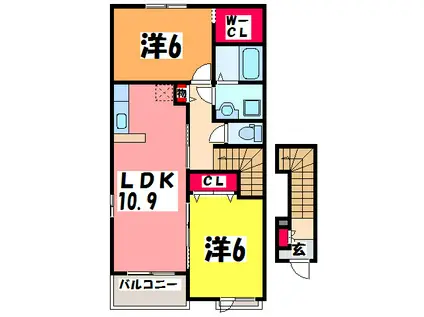 プランドールI・II(2LDK/2階)の間取り写真