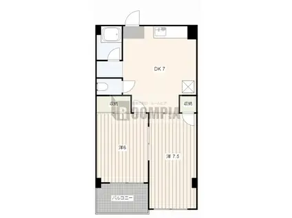 ヴィラナリー瑞穂(2DK/2階)の間取り写真