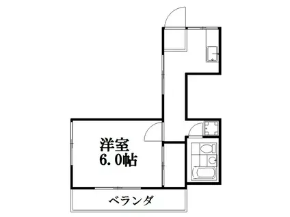 グリーンハイム(1K/2階)の間取り写真