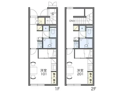 ＪＲ宇都宮線 矢板駅 徒歩12分 2階建 築20年(1K/2階)の間取り写真