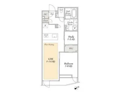 ルミークスイート恵比寿(1SLDK/2階)の間取り写真