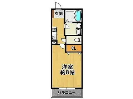 ウイングコート(1K/2階)の間取り写真