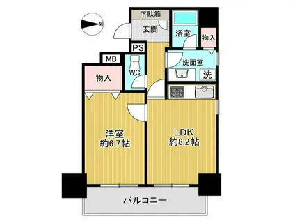 ヴェルビュ代官町(1LDK/8階)の間取り写真