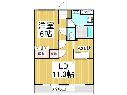 レンガ館(1LDK/3階)の間取り写真