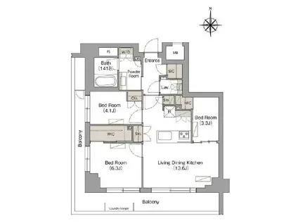 クレール(3LDK/4階)の間取り写真
