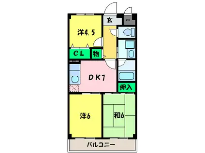 レヂデンスレイク深井(3DK/1階)の間取り写真