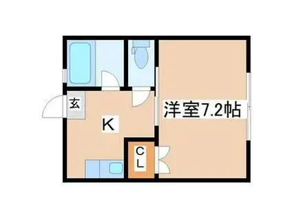 ラレーブ多賀城II(1K/1階)の間取り写真