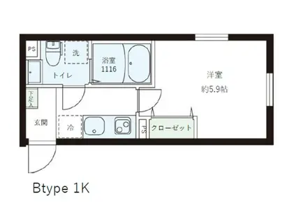 レジデンス目黒(1K/2階)の間取り写真