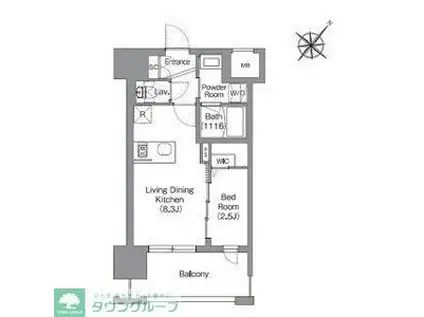 シーズンフラッツ渡辺通(1LDK/9階)の間取り写真