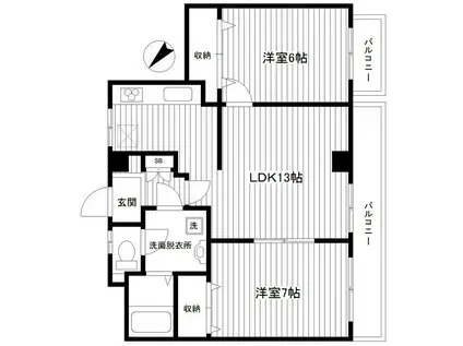ロイヤルドレイク(2LDK/3階)の間取り写真