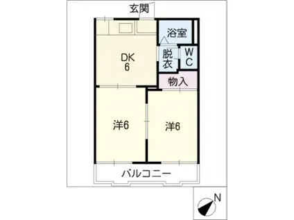 タウン上地(2DK/1階)の間取り写真