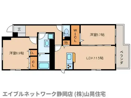 ユングフラウ(2LDK/2階)の間取り写真