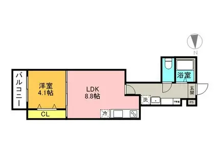 ロンボヌール(1LDK/1階)の間取り写真