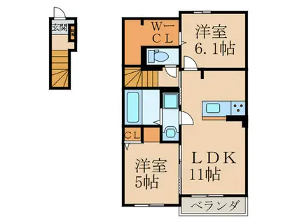 アド-ニス II(2LDK/2階)の間取り写真