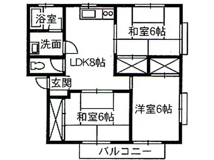 ファミーユ新涯 A(3DK/1階)の間取り写真