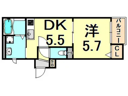 COZY潮江II(1DK/1階)の間取り写真