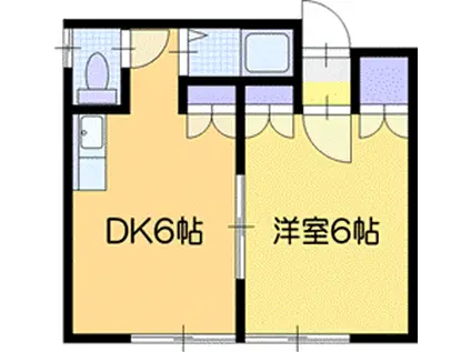 クラウドスクエア野幌(1DK/2階)の間取り写真