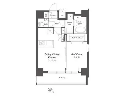 SS.FLAT北品川(1LDK/12階)の間取り写真