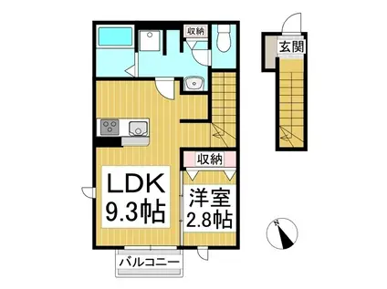 ベル フルール(1LDK/2階)の間取り写真