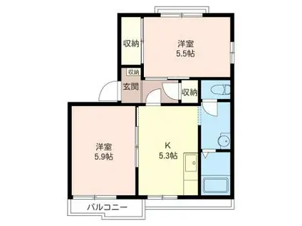 ラミアカーサ茅ヶ崎(2K/2階)の間取り写真