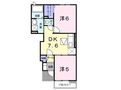 ジュネス YM A棟(2DK/1階)の間取り写真