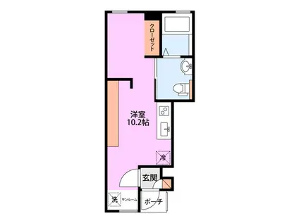 ラ・ランド B(ワンルーム/1階)の間取り写真