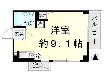 オーキッド夙川(ワンルーム/3階)の間取り写真