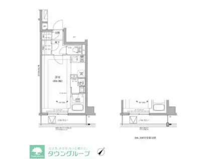 RELUXIA GRANDE 川崎大師公園(1K/2階)の間取り写真