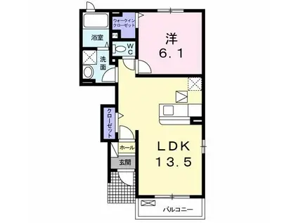 メゾンミルフィーユ B(1LDK/1階)の間取り写真