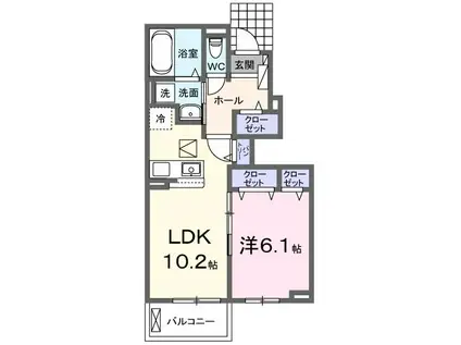 グランデュール N ファインI(1LDK/1階)の間取り写真