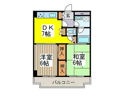 ストークウェステリア(2DK/3階)の間取り写真