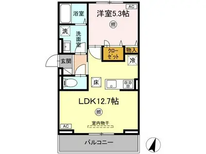 ロイヤルタウン八戸(1LDK/3階)の間取り写真