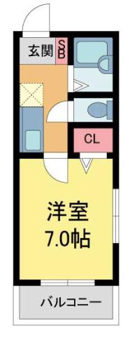エルロン21(1K/4階)の間取り写真