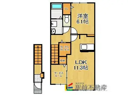 ＪＲ久大本線 筑後吉井駅 徒歩21分 2階建 築6年(1LDK/2階)の間取り写真