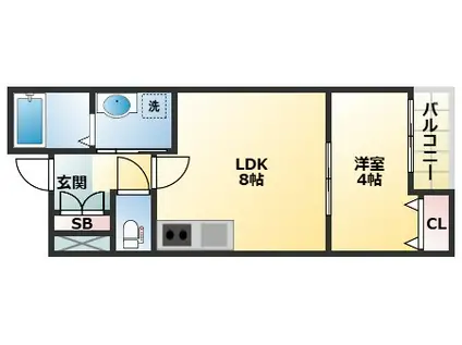 H-MAISON加美正覚寺XIII(1LDK/1階)の間取り写真