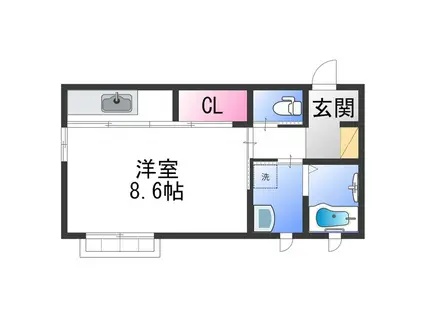 イマージュ黒田(ワンルーム/2階)の間取り写真