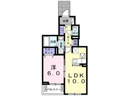 ウィステリア・イースト(1LDK/1階)の間取り写真