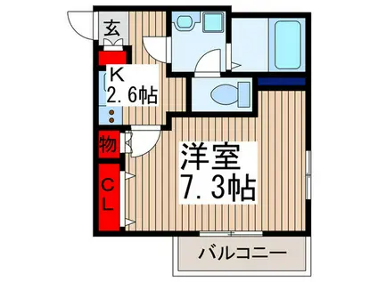 KHゲート(1K/1階)の間取り写真